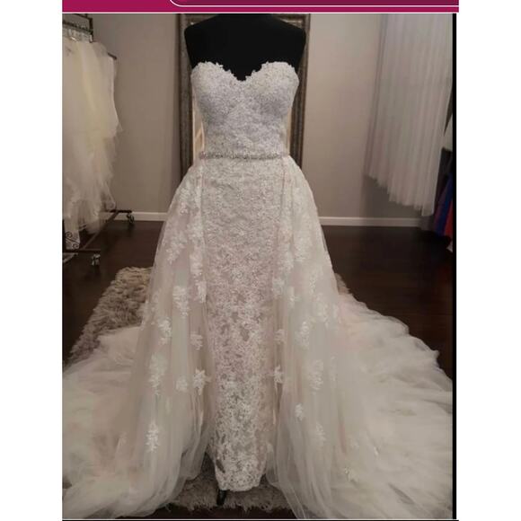 Sophia Toli Maeve Beaded Mermaid Detachable Tulle Skirt Sz 6 Ivory NWT - Picture 8 of 10